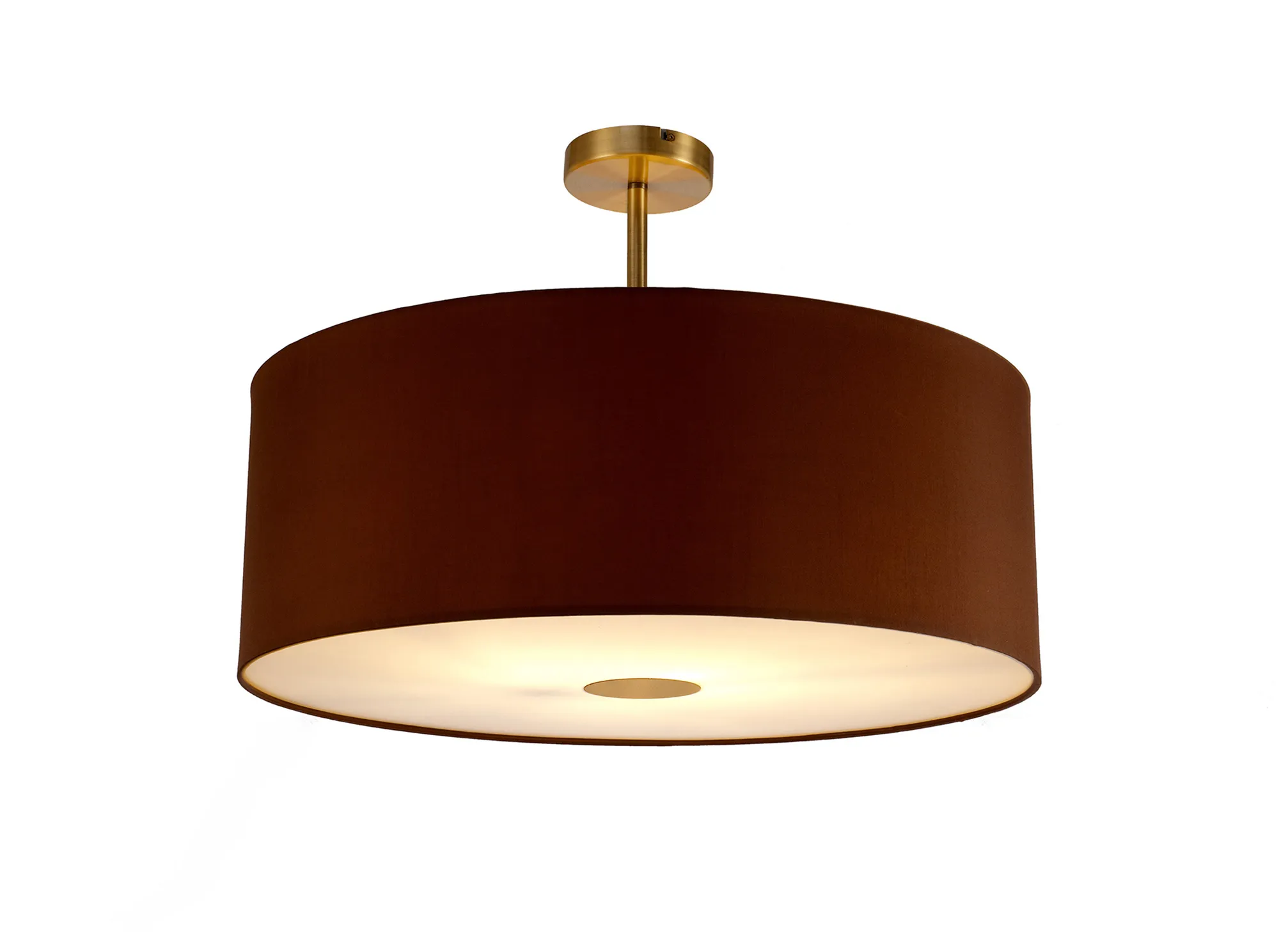 DK0194  Baymont 60cm Semi Flush 1 Light Antique Brass; Raw Cocoa/Grecian Bronze; Frosted Diffuser